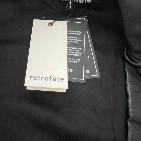 NWT Retrofête Tai Leather Jacket Black/Silver Puff Sleeve XS - Picture 8 of 13